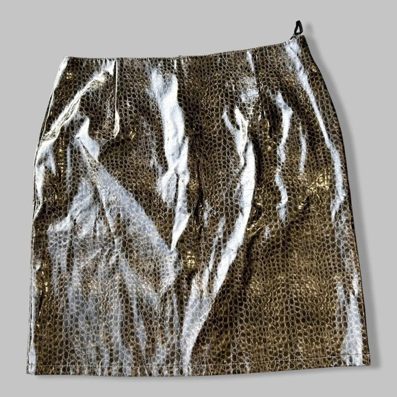Valenti Snakeskin Faux Patent Leather Mini Skirt - Picture 1 of 12